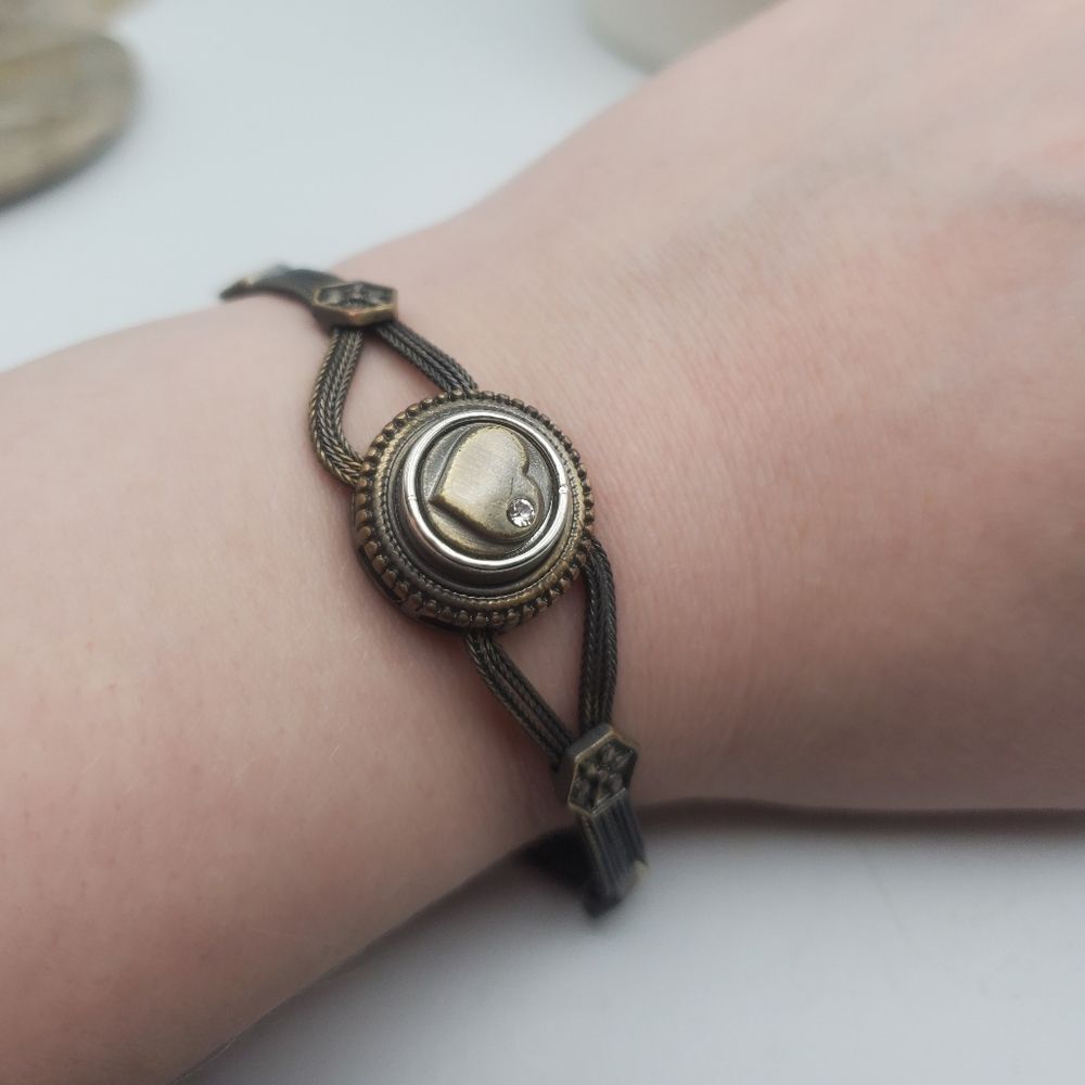 Antique Sterling bullet sweetheart bracelet B0208